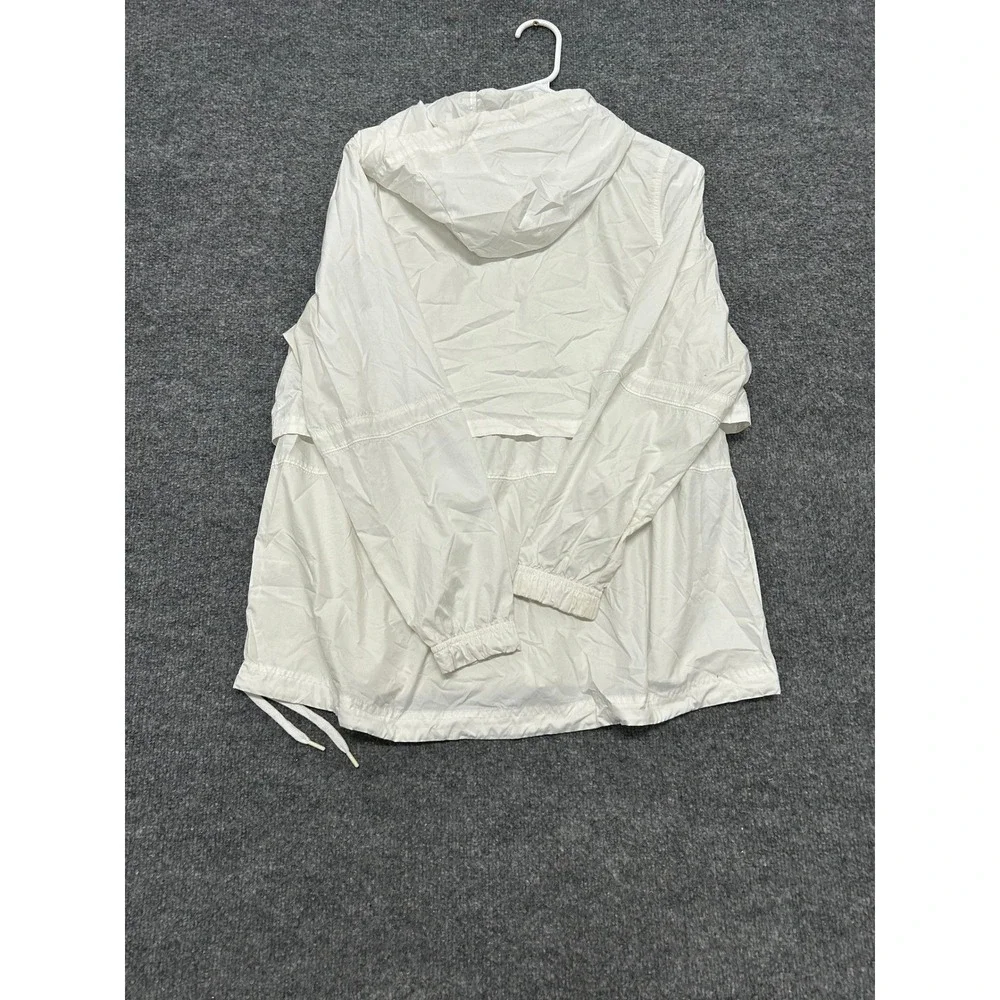 Nike Jacket Womens Size M White Full Zip Hooded Windbreaker Athletic Mesh Lined